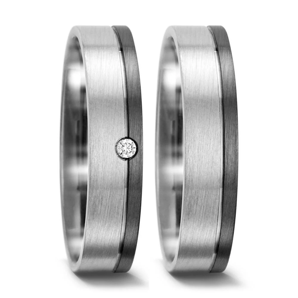 Anello del partner 500 Palladio, Oro bianco 375/9K Diamante 0.02 ct, tw-vsi - Image 2