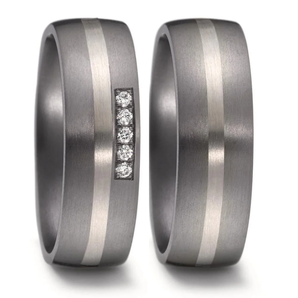 Anello del partner 999 Tantalio, 500 Palladio Diamante 0.05 ct, 5 pietra, w-si - Image 2