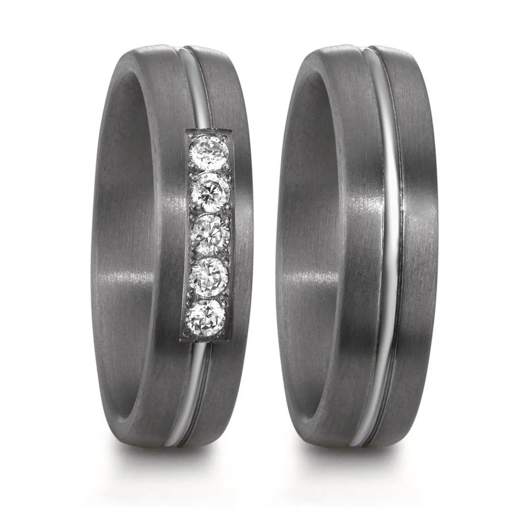 Anello del partner 999 Tantalio Zirconia 5 pietra - Image 4