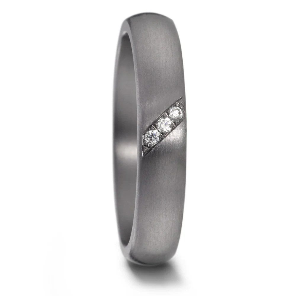 Anello del partner 999 Tantalio Diamante 0.03 ct, 3 pietra, w-si