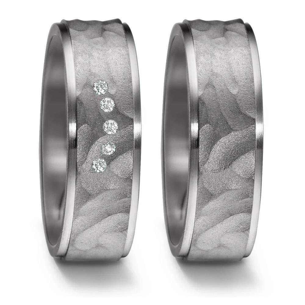Anello del partner 999 Tantalio Diamante 0.05 ct, 5 pietra, w-si - Image 2