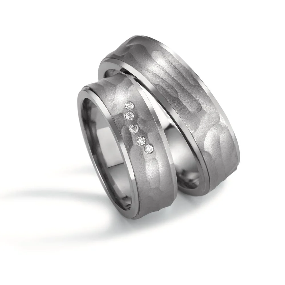 Anello del partner 999 Tantalio Diamante 0.05 ct, 5 pietra, w-si - Image 3