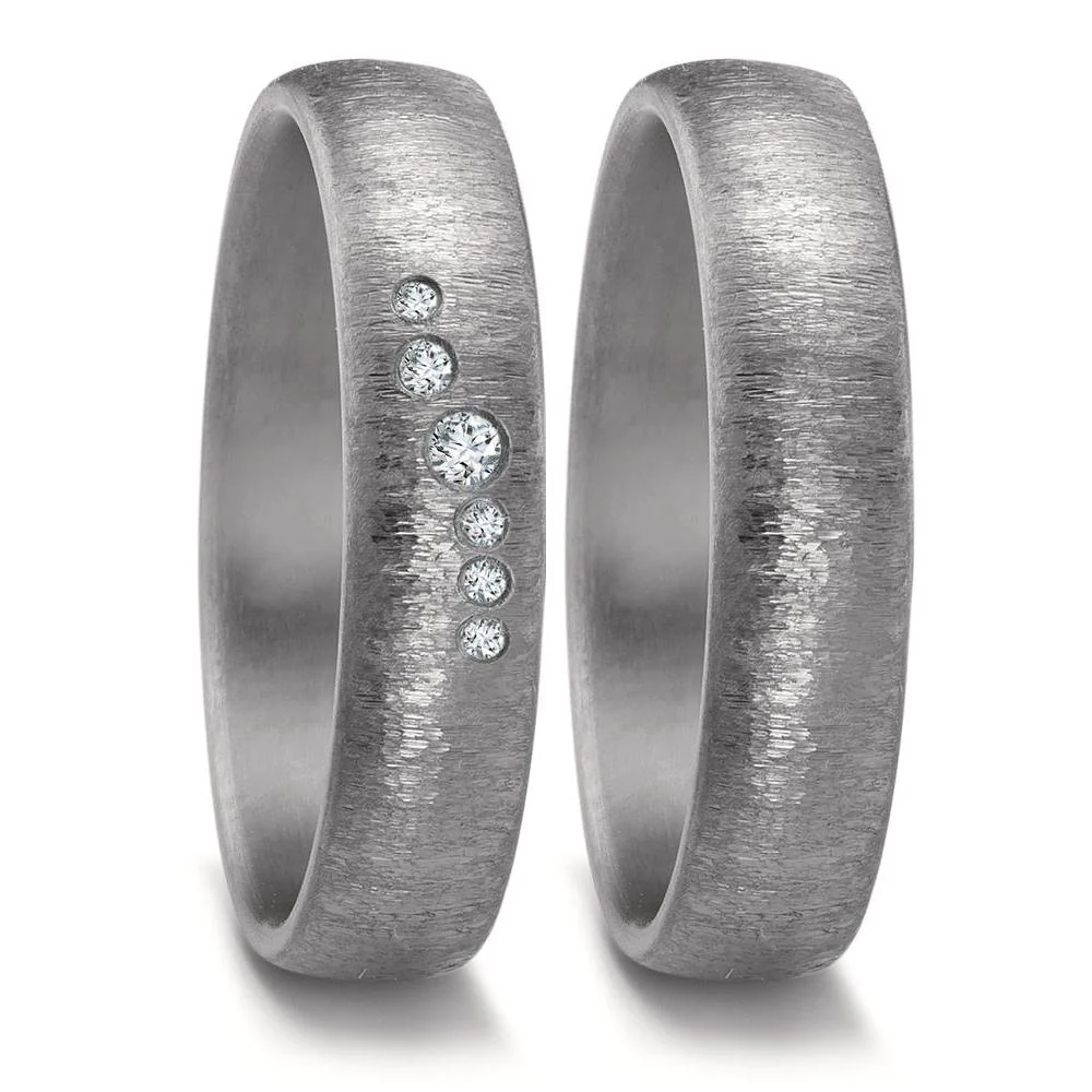 Anello del partner 999 Tantalio Diamante 0.05 ct, 6 pietra, w-si - Image 4