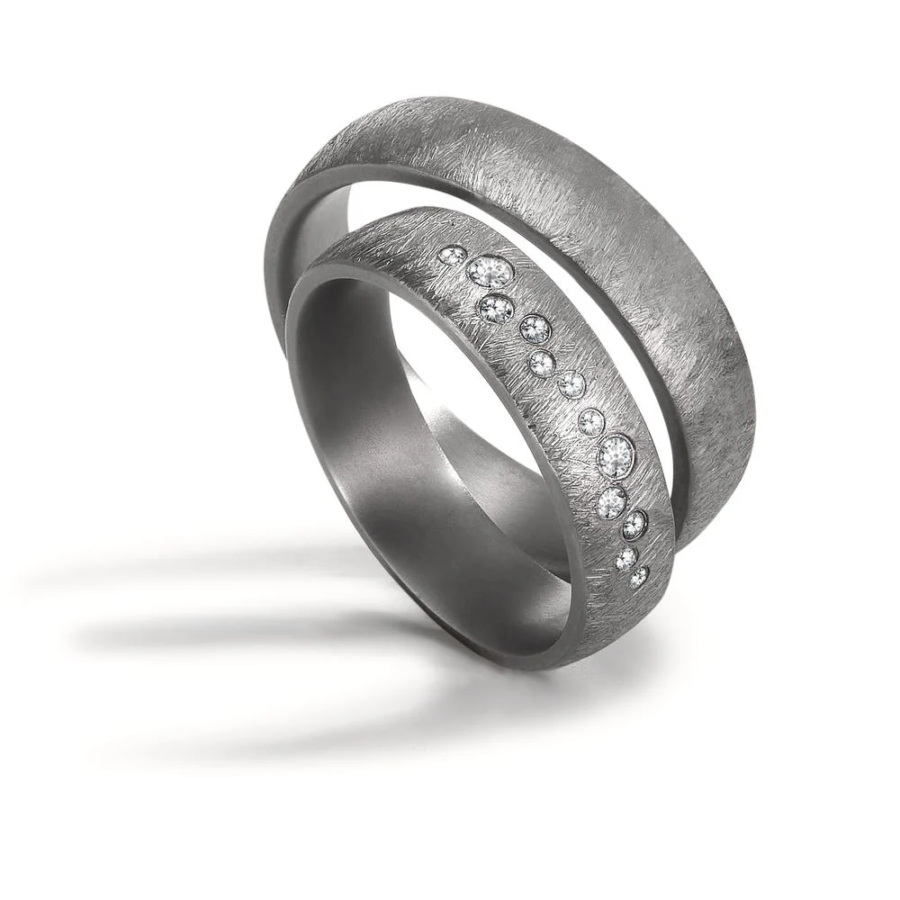 Anello del partner 999 Tantalio Diamante 0.104 ct, 12 pietra, w-si - Image 3