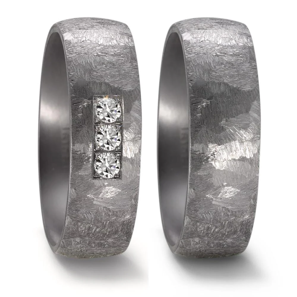 Anello del partner 999 Tantalio Diamante 0.15 ct, 3 pietra, w-si - Image 2