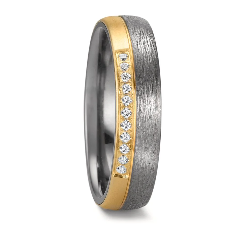 Anello del partner 999 Tantalio, Oro giallo 585/14 kt Diamante 0.11 ct, 11 pietra, w-si