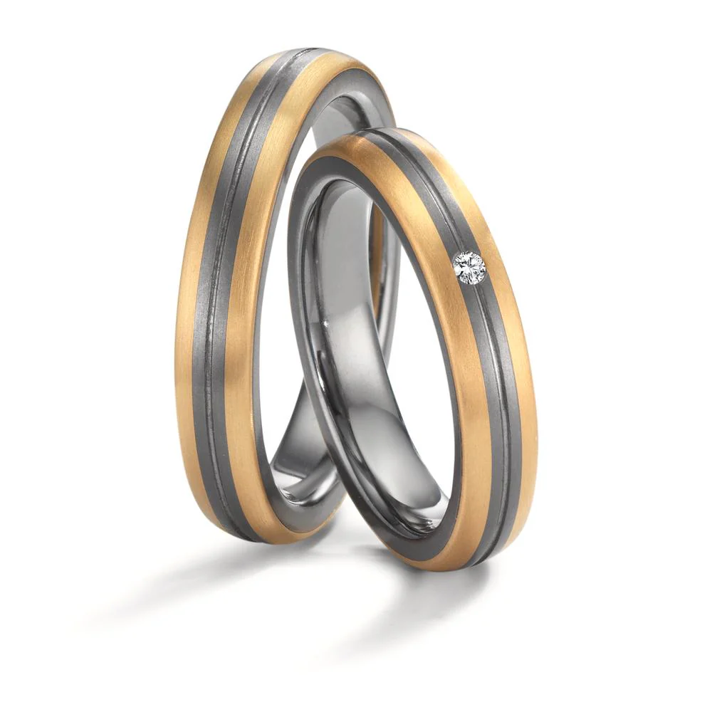 Anello del partner 999 Tantalio, Oro giallo 750/18 carati Diamante 0.02 ct, w-si - Image 2