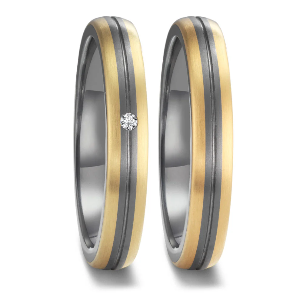 Anello del partner 999 Tantalio, Oro giallo 750/18 carati Diamante 0.02 ct, w-si - Image 4