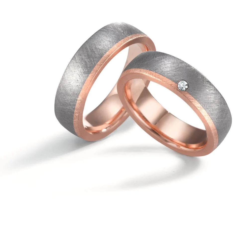 Anello del partner 999 Tantalio, Oro rosa 585/14 kt Diamante 0.03 ct, w-si - Image 3