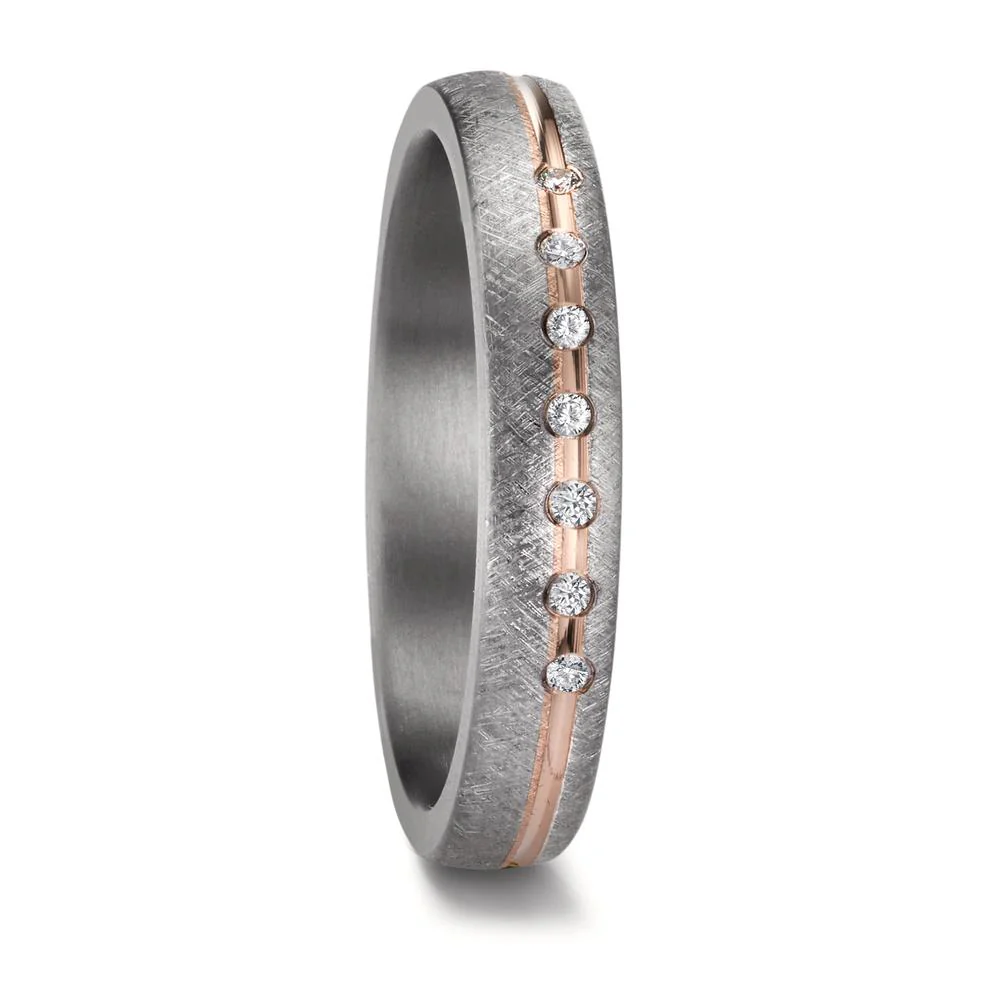 Anello del partner 999 Tantalio, Oro rosa 585/14 kt Diamante 0.07 ct, 7 pietra, w-si