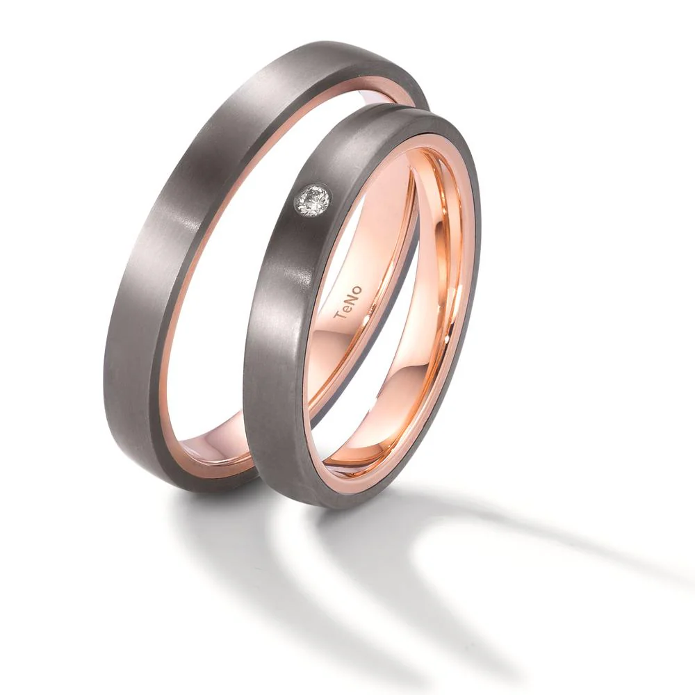 Anello del partner 999 Tantalio, Oro rosso 585/14 kt Diamante 0.02 ct, w-si - Image 3