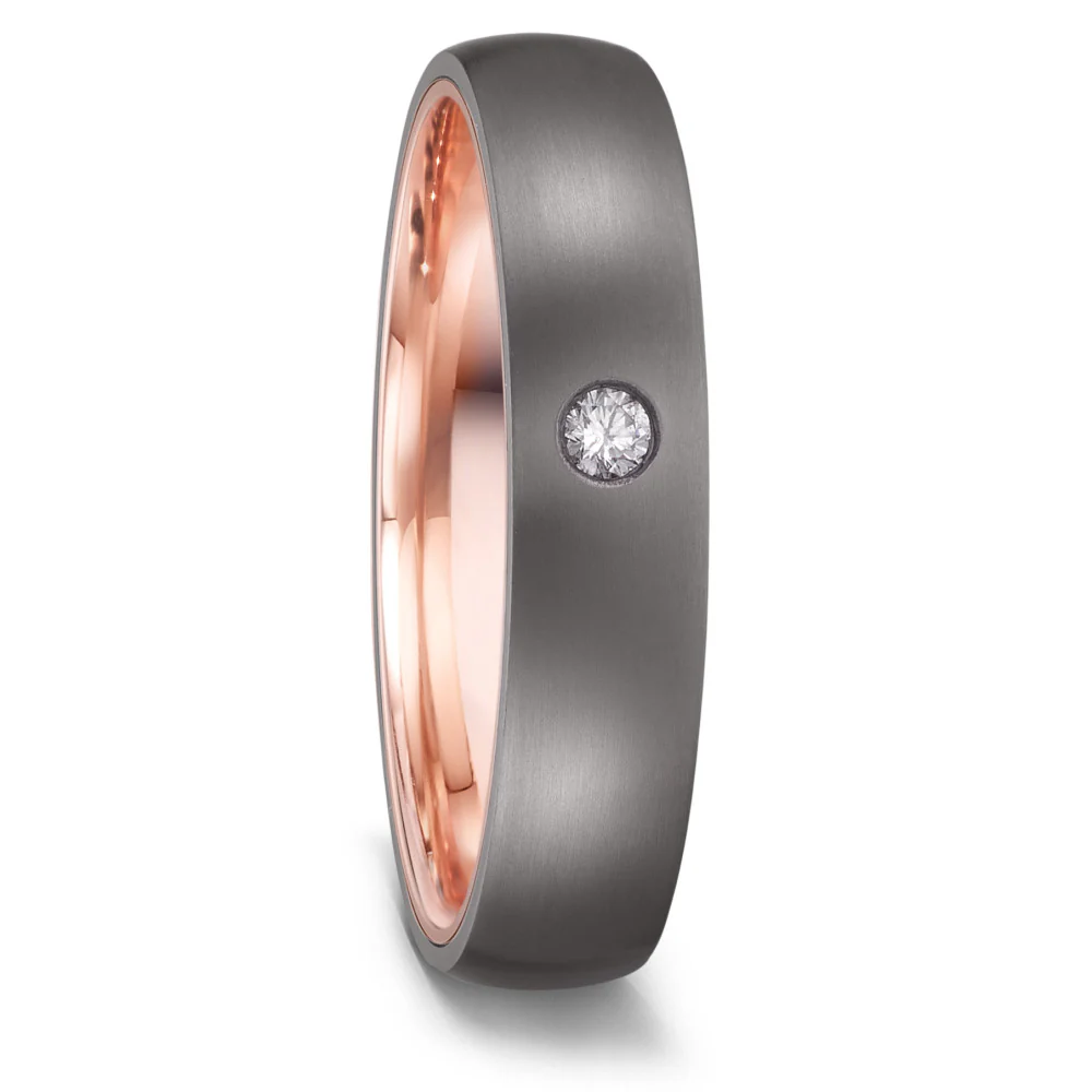Anello del partner 999 Tantalio, Oro rosso 585/14 kt Diamante 0.04 ct, w-si