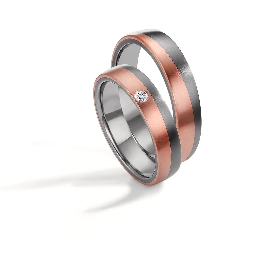 Anello del partner 999 Tantalio, Oro rosso 750/18 carati Diamante 0.04 ct, w-si - Image 2