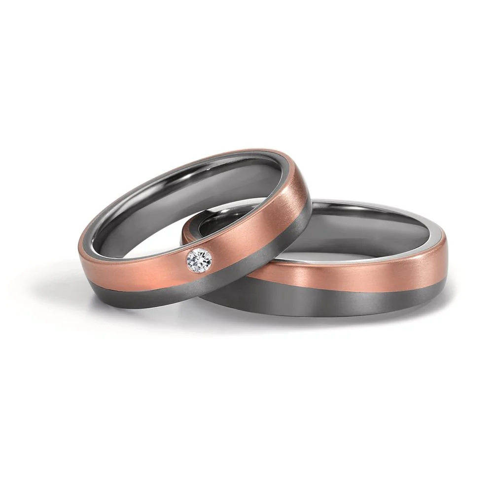 Anello del partner 999 Tantalio, Oro rosso 750/18 carati Diamante 0.04 ct, w-si - Image 3