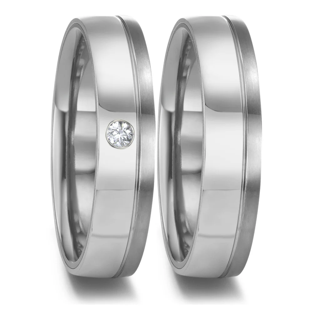Anello del partner 999 Tantalio, Platino 950 Diamante 0.04 ct, w-si - Image 2