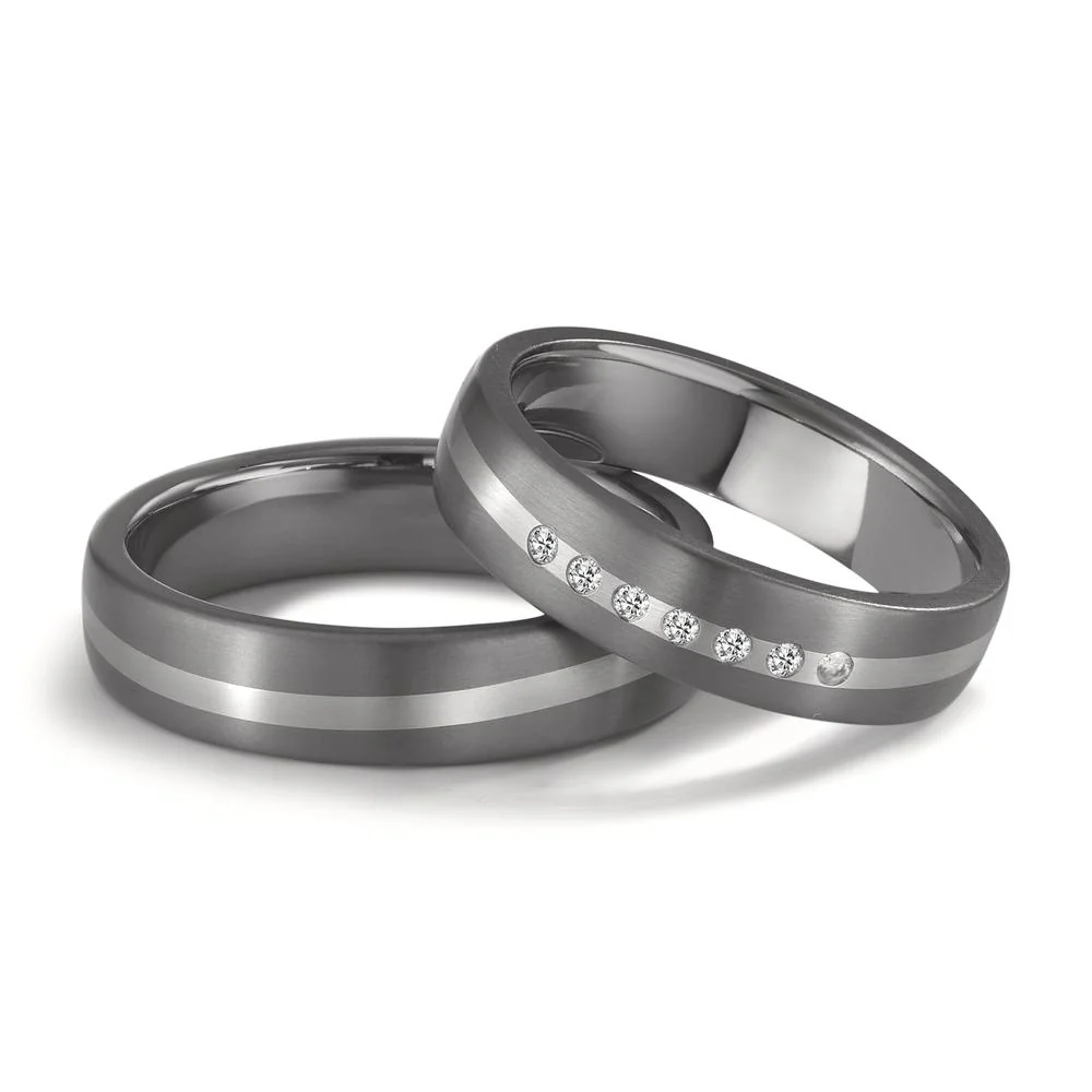 Anello del partner 999 Tantalio, Platino 950 Diamante 0.07 ct, 7 pietra, w-si - Image 3
