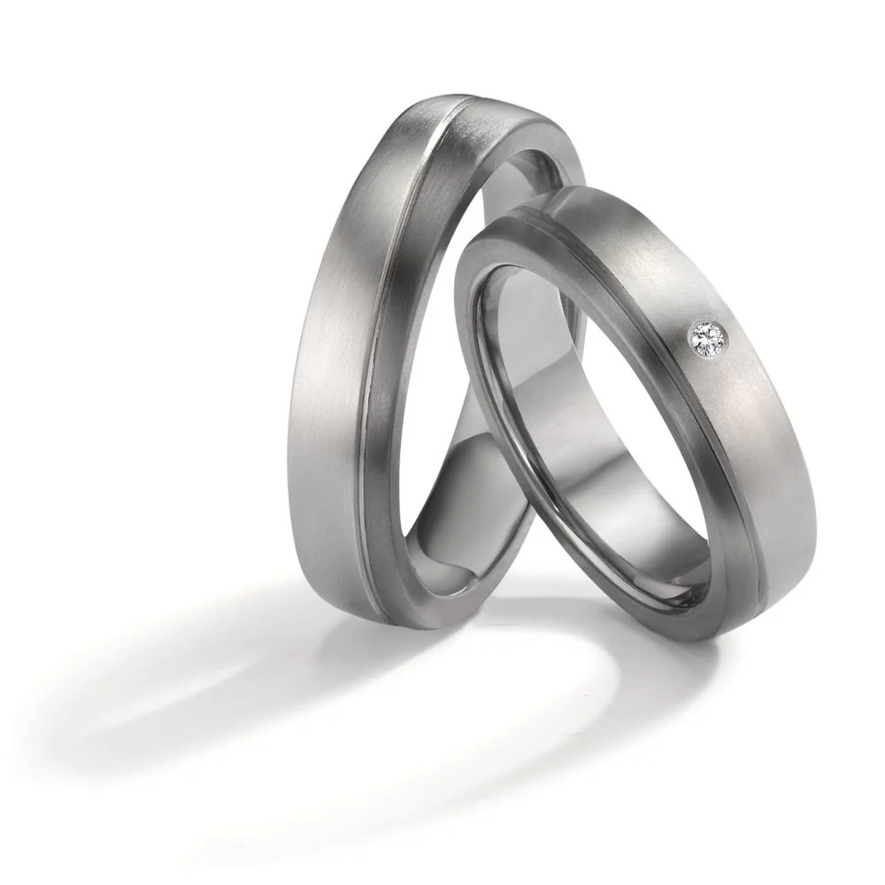 Anello del partner 999 Tantalio, Platino 950 Diamante 0.02 ct, w-si - Image 2