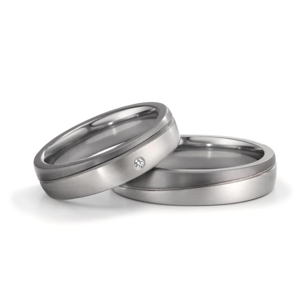 Anello del partner 999 Tantalio, Platino 950 Diamante 0.02 ct, w-si - Image 3
