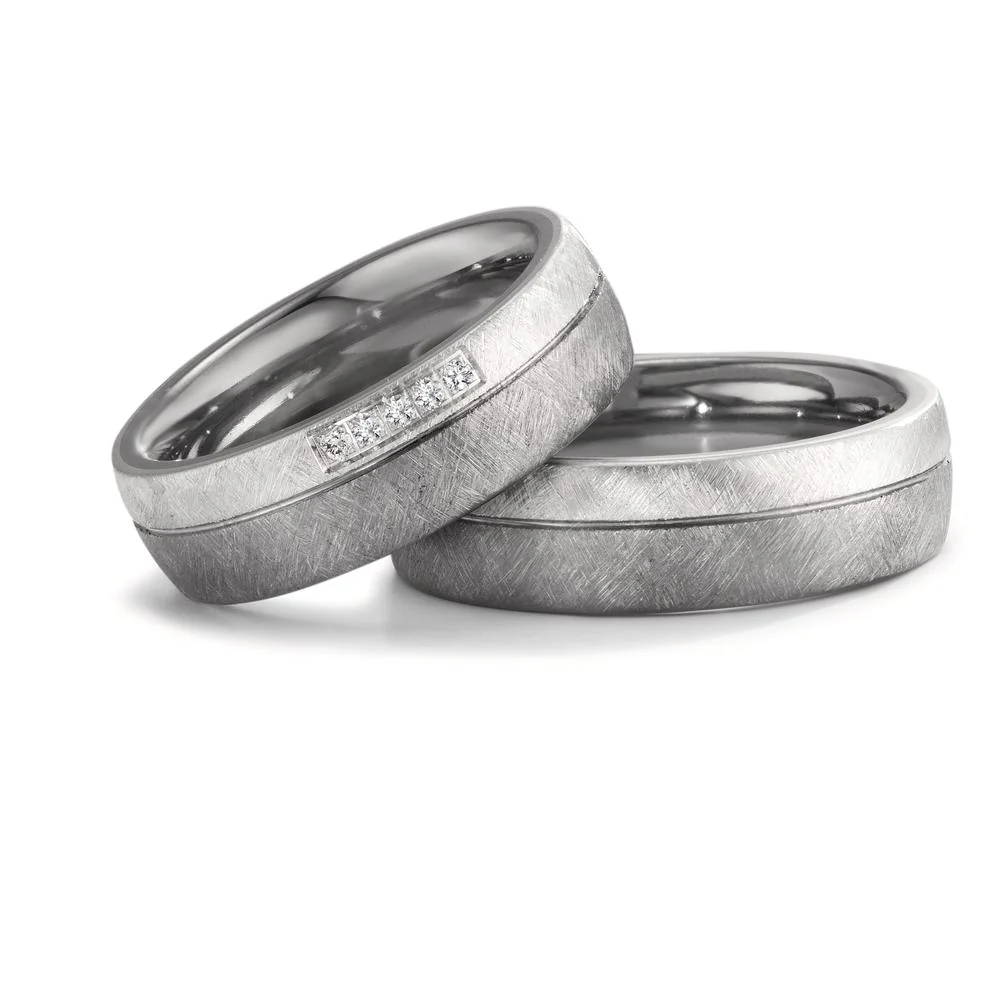 Anello del partner 999 Tantalio, Platino 950 Diamante 0.05 ct, 5 pietra, w-si - Image 3