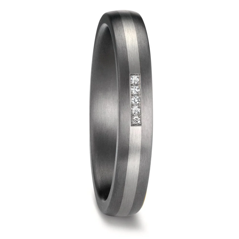 Anello del partner 999 Tantalio, Platino 950 Diamante 0.017 ct, 5 pietra, w-si