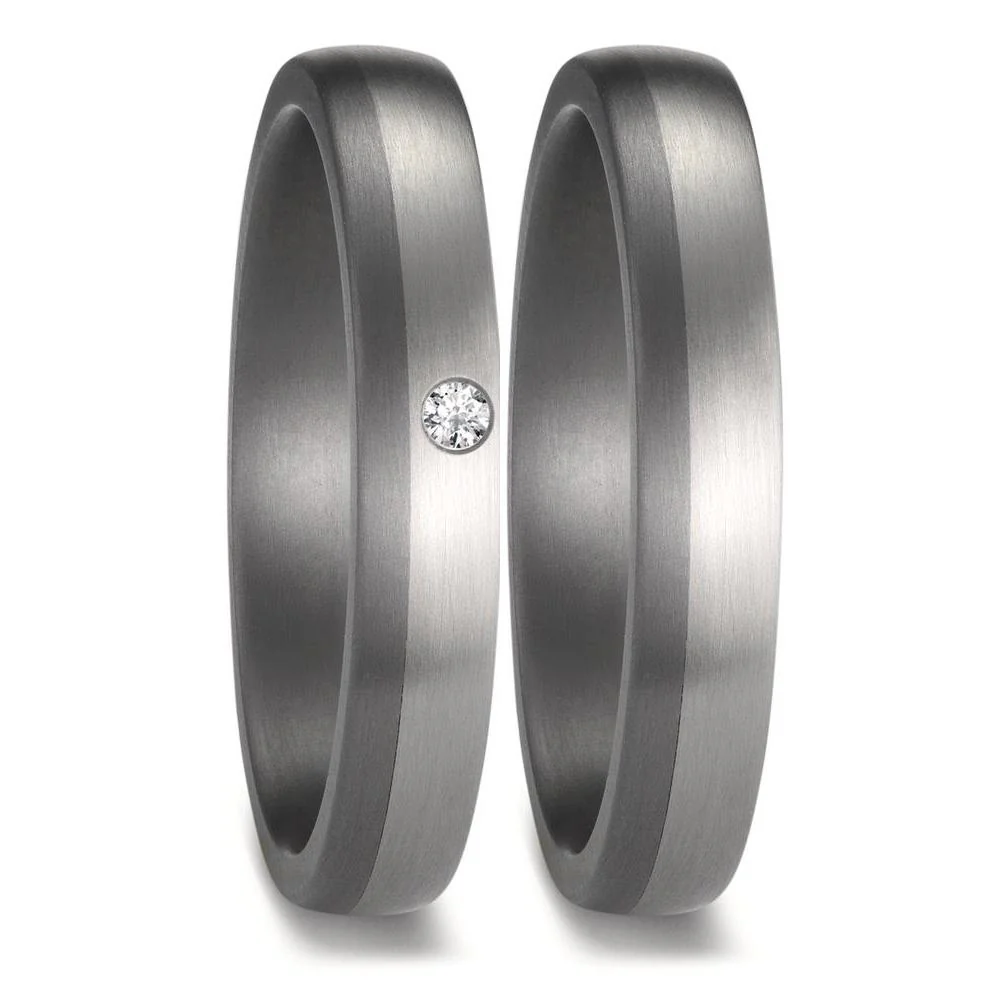 Anello del partner 999 Tantalio, Platino 950 Diamante 0.02 ct, w-si - Image 2