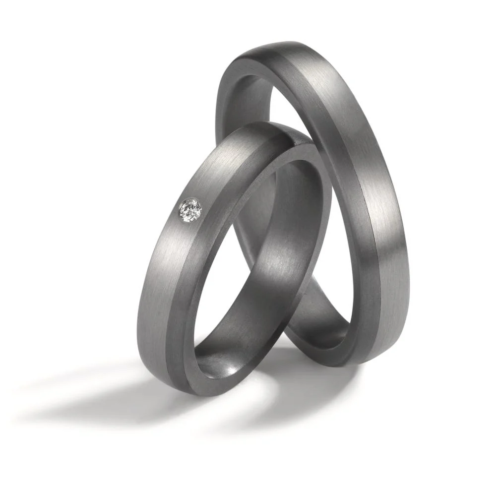 Anello del partner 999 Tantalio, Platino 950 Diamante 0.02 ct, w-si - Image 3