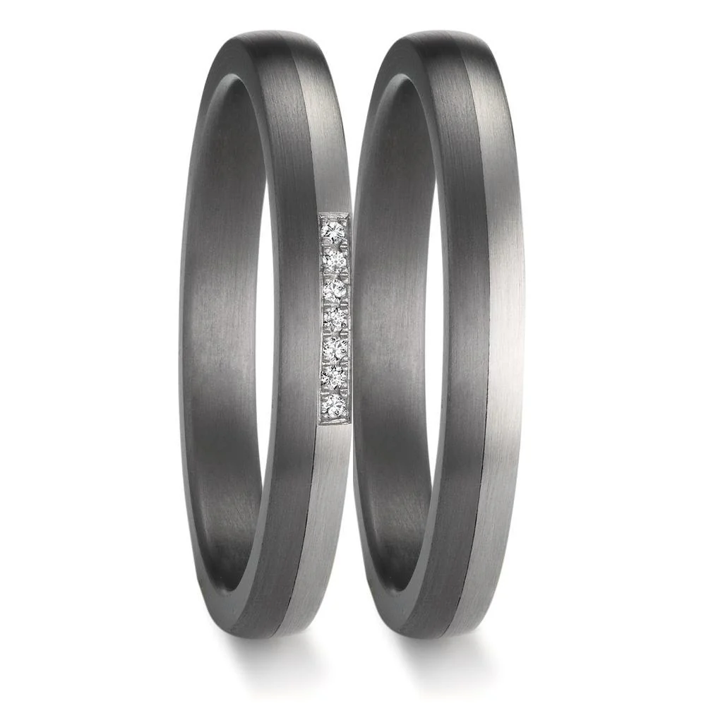 Anello del partner 999 Tantalio, Platino 950 Diamante 0.025 ct, 7 pietra, w-si - Image 2