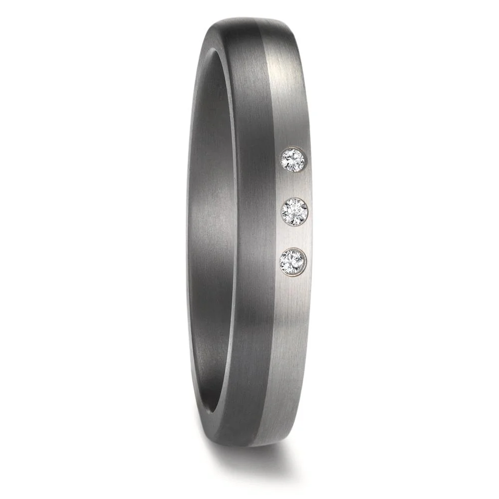 Anello del partner 999 Tantalio, Platino 950 Diamante 0.03 ct, 3 pietra, w-si