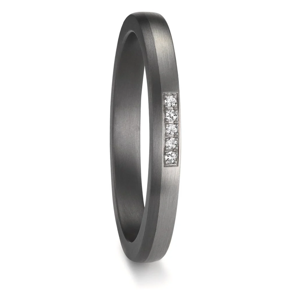 Anello del partner 999 Tantalio, Platino 950 Diamante 0.035 ct, 5 pietra, w-si