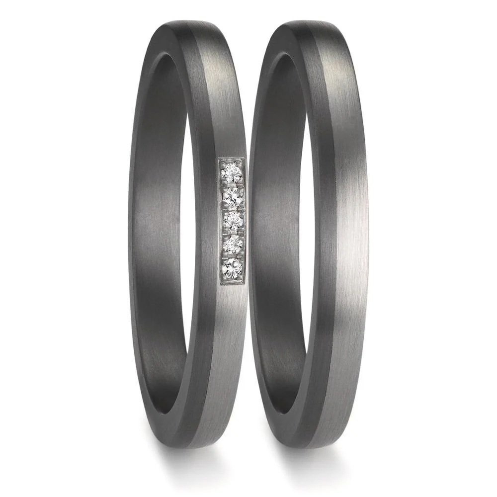 Anello del partner 999 Tantalio, Platino 950 Diamante 0.035 ct, 5 pietra, w-si - Image 2