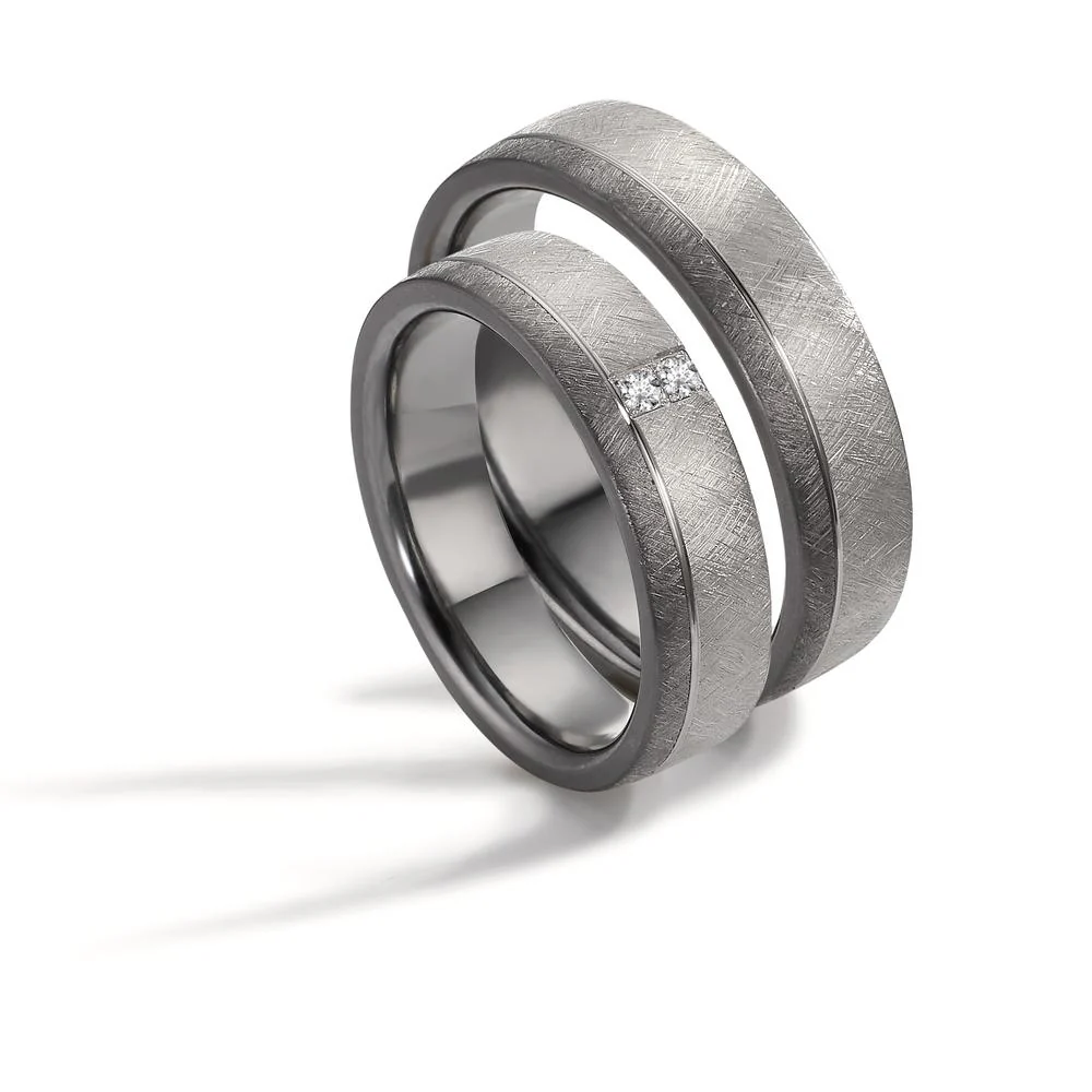 Anello del partner 999 Tantalio, Platino 950 Diamante 0.04 ct, 2 pietra, w-si - Image 2