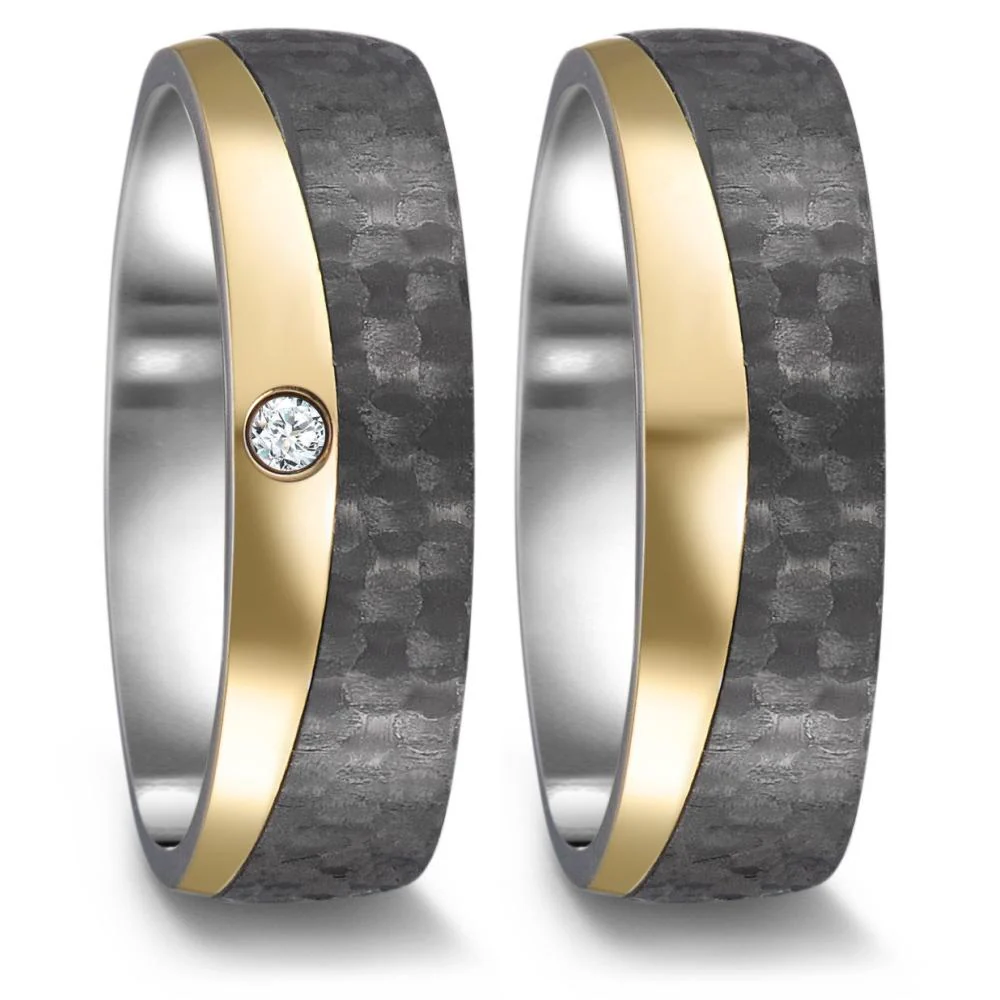 Anello Acciaio inossidabile, Carbonio Zirconia giallo rivestimento IP - Image 2