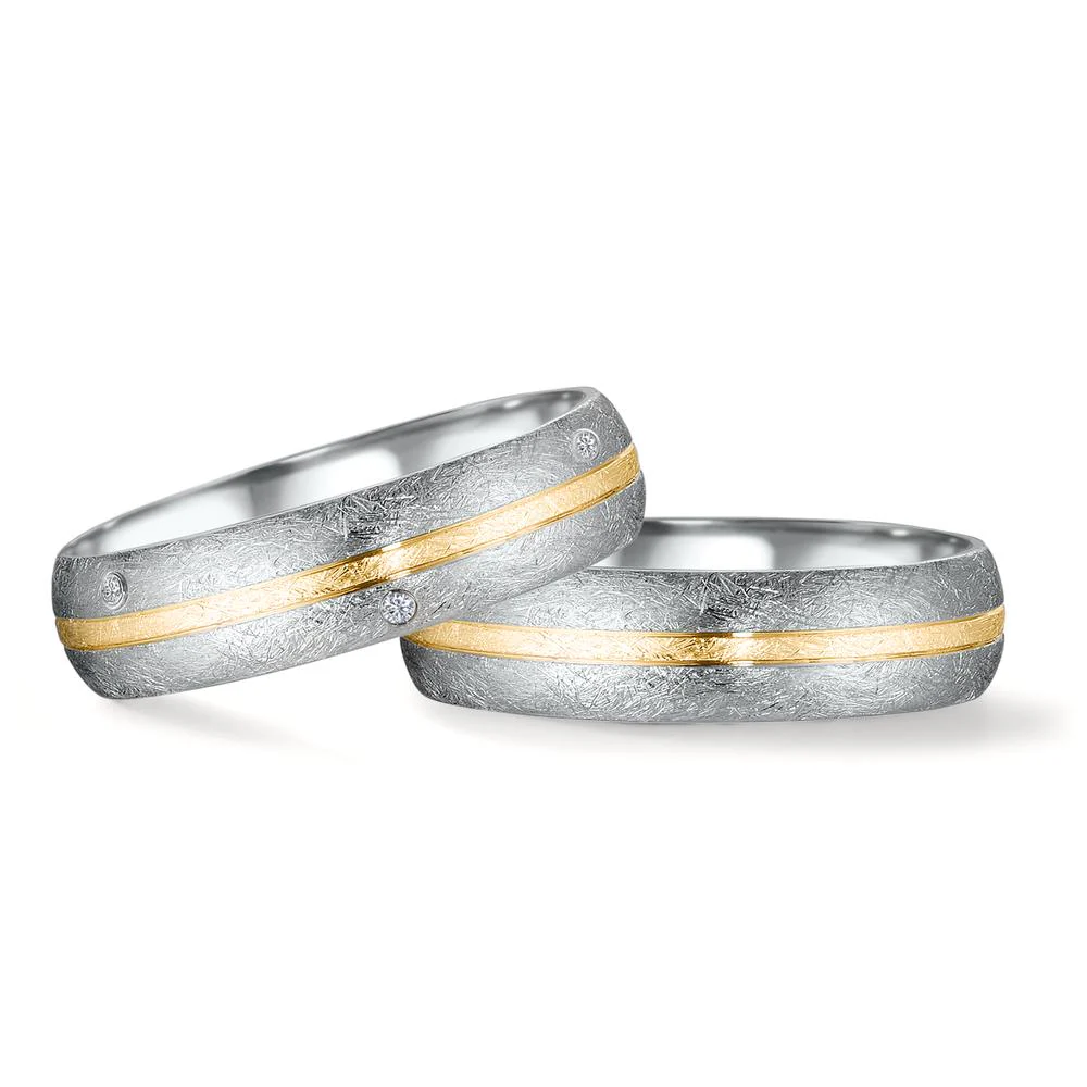Anello del partner Acciaio inossidabile, Oro giallo 750/18 carati Diamante 0.064 ct, 8 pietra, tw-si - Image 3