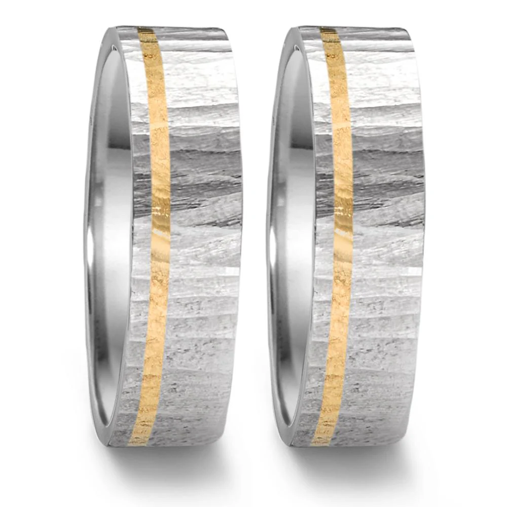 Anello del partner Acciaio inossidabile, Oro giallo 750/18 carati - Image 2