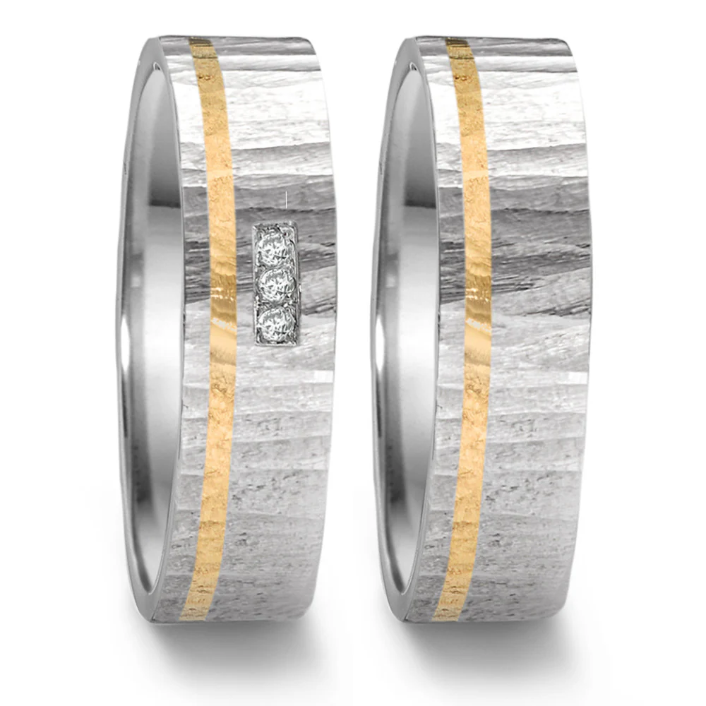 Anello del partner Acciaio inossidabile, Oro giallo 750/18 carati - Image 6
