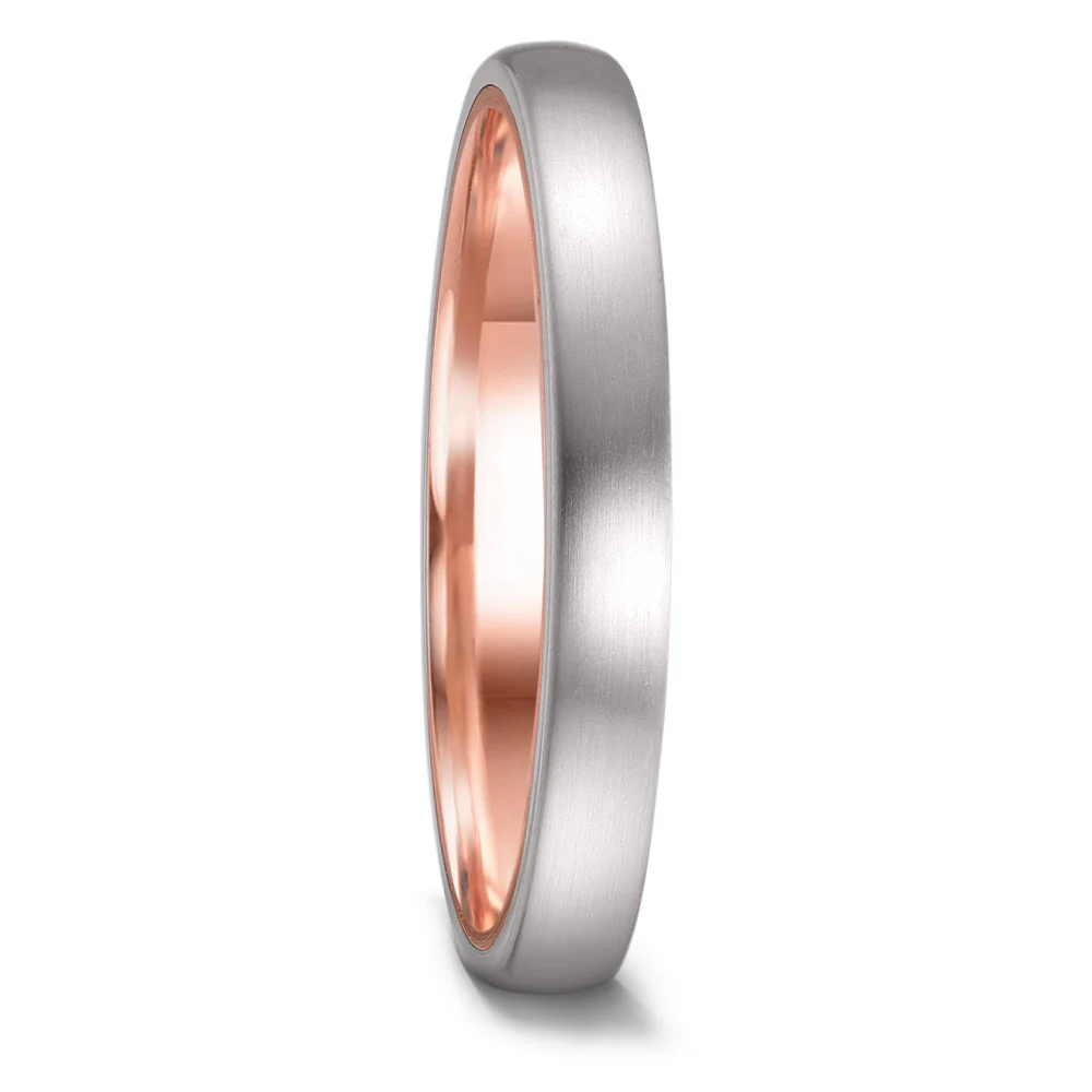 Anello del partner Acciaio inossidabile, Oro rosso 585/14 kt
