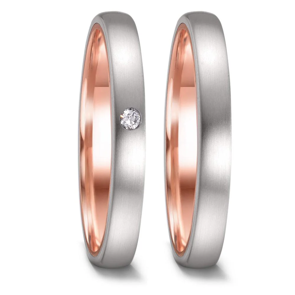 Anello del partner Acciaio inossidabile, Oro rosso 585/14 kt - Image 2