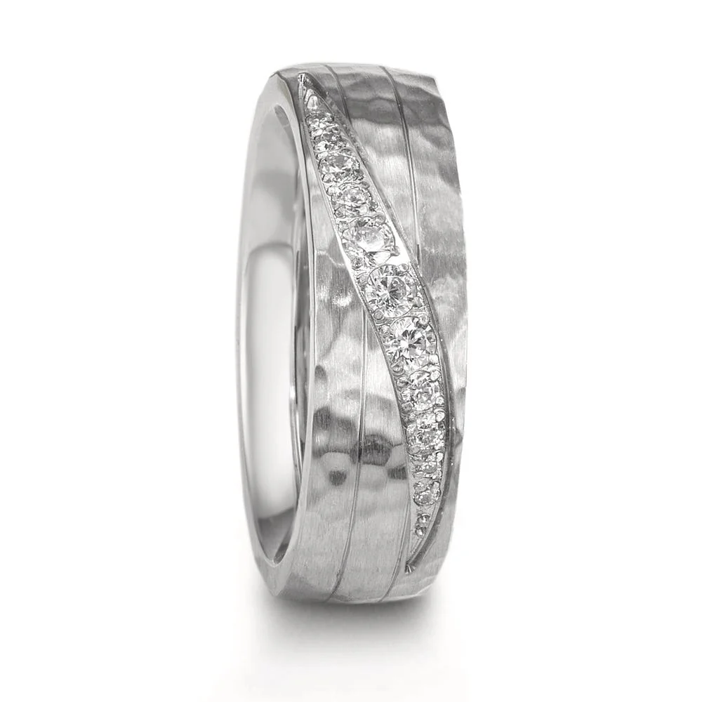 Anello del partner Acciaio inossidabile Zirconia bianco, 11 pietra