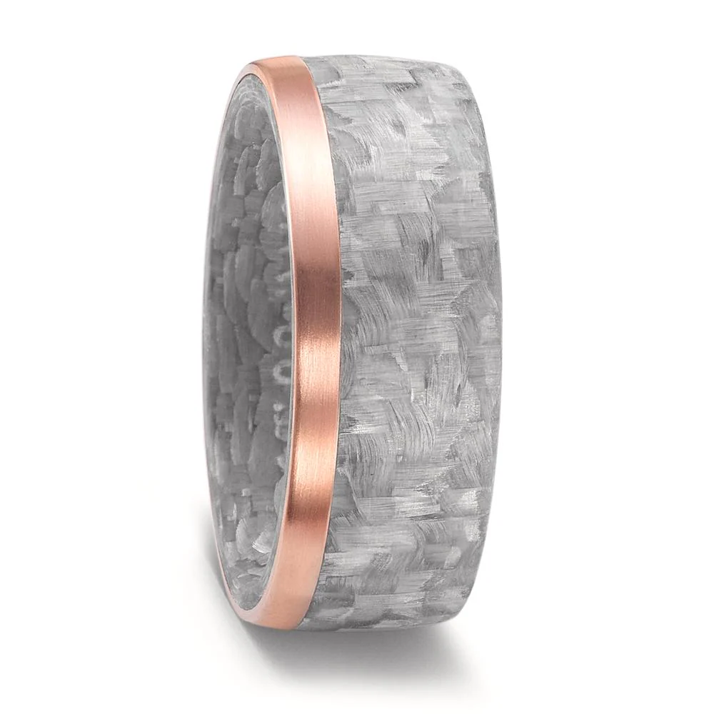 Anello del partner Carbonio, Oro rosso 750/18 carati