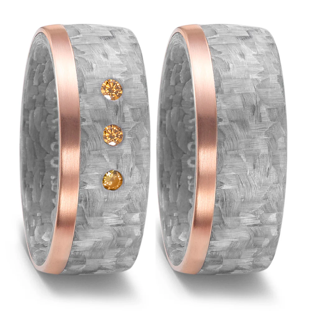 Anello del partner Carbonio, Oro rosso 750/18 carati - Image 2