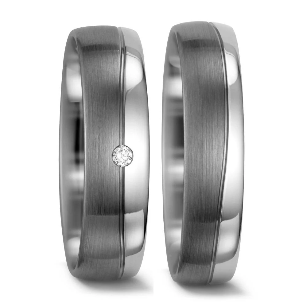 Anello del partner Oro bianco 585/14 kt, 500 Palladio Diamante bianco, 0.015 ct, w-si - Image 2