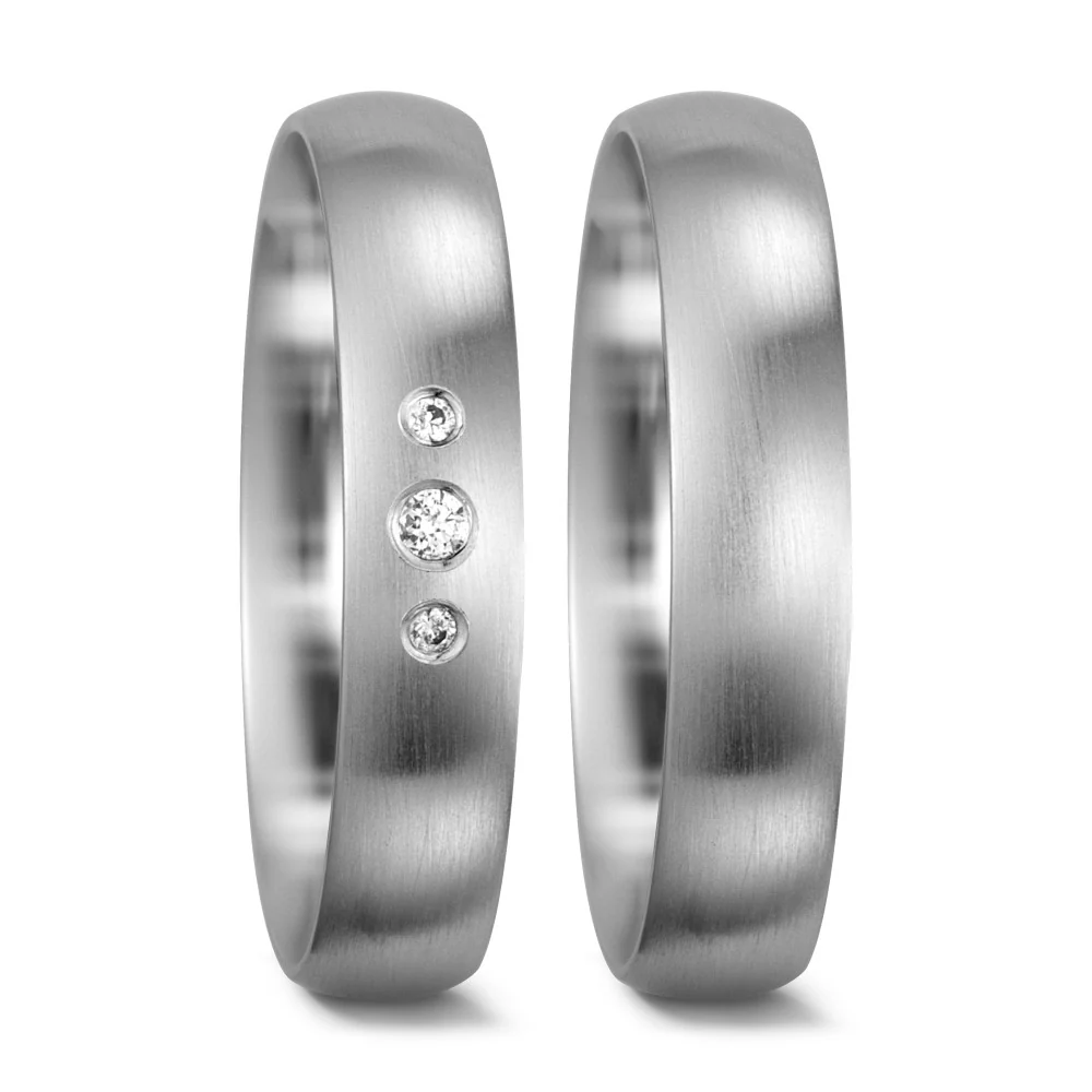 Anello del partner Oro bianco 750/18 carati Diamante 0.05 ct, 3 pietra, tw-si - Image 2