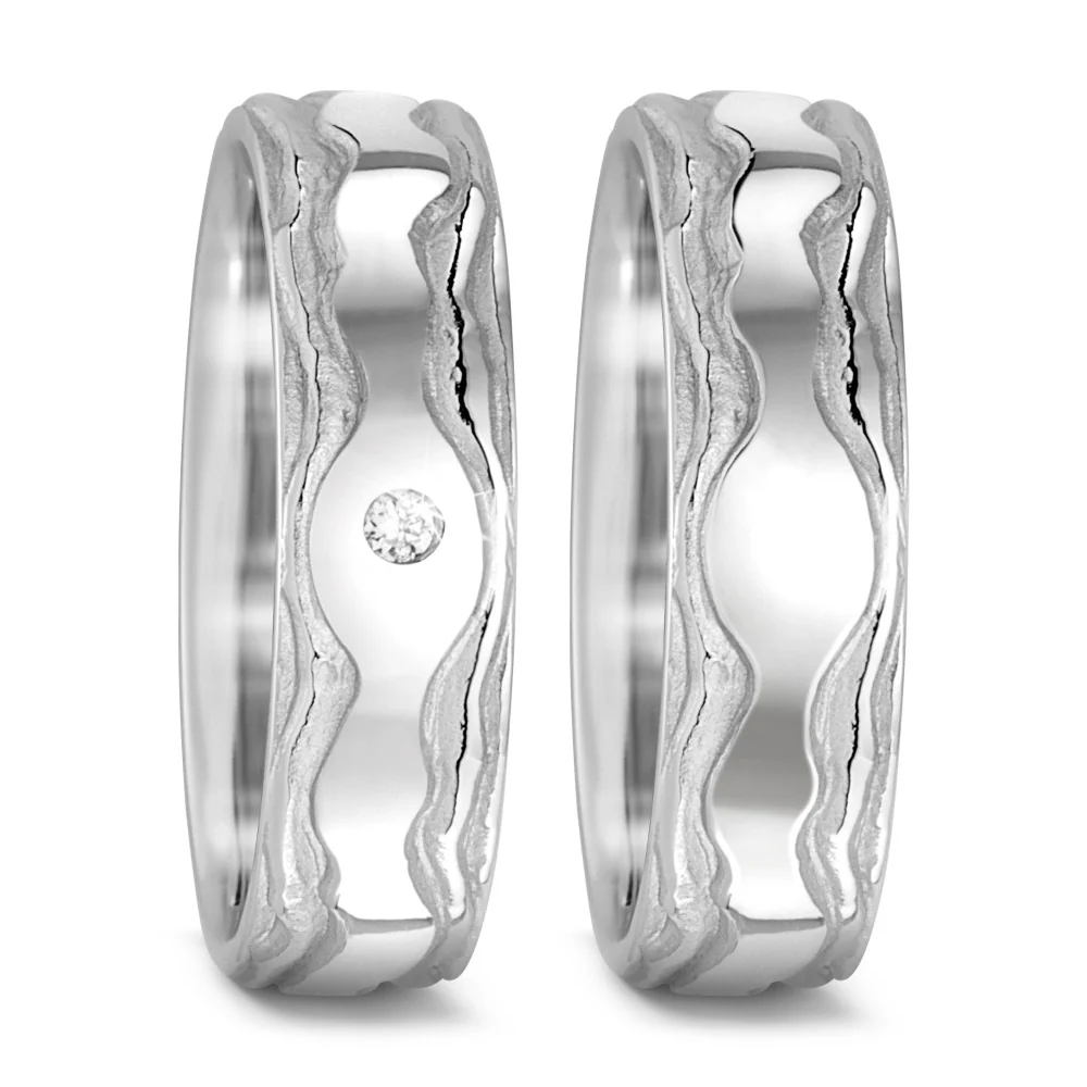 Anello del partner Oro bianco 750/18 carati Diamante 0.045 ct, w-si - Image 2