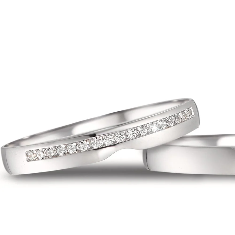 Anello del partner Oro bianco 750/18 carati Diamante 0.085 ct, 17 pietra, tw-vsi - Image 2