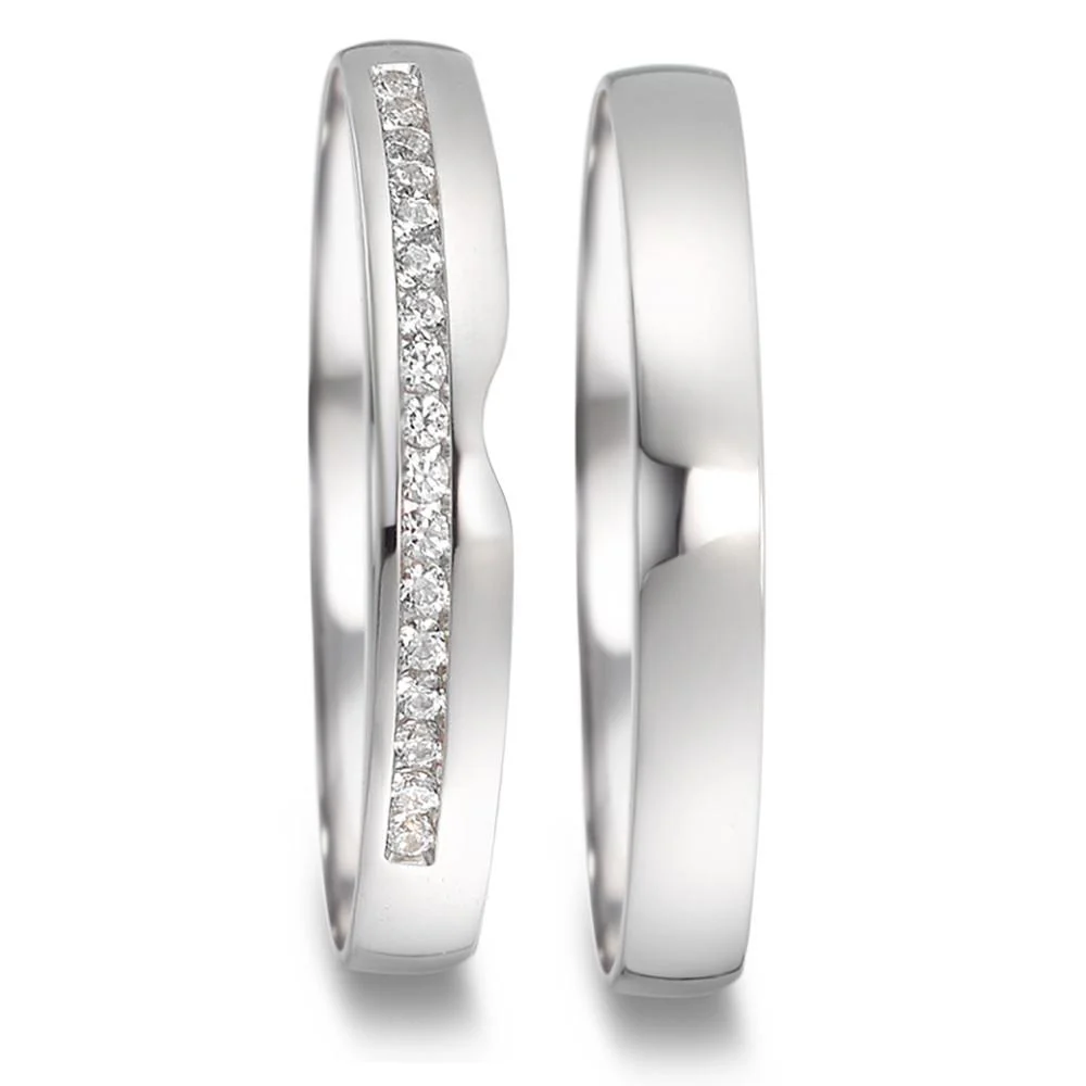 Anello del partner Oro bianco 750/18 carati Diamante 0.085 ct, 17 pietra, tw-vsi - Image 5