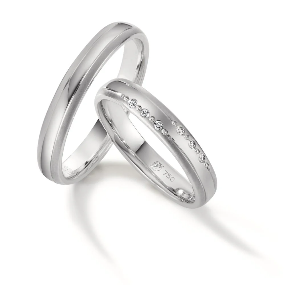 Anello del partner Oro bianco 750/18 carati Diamante 0.064 ct, 14 pietra, w-vsi - Image 3