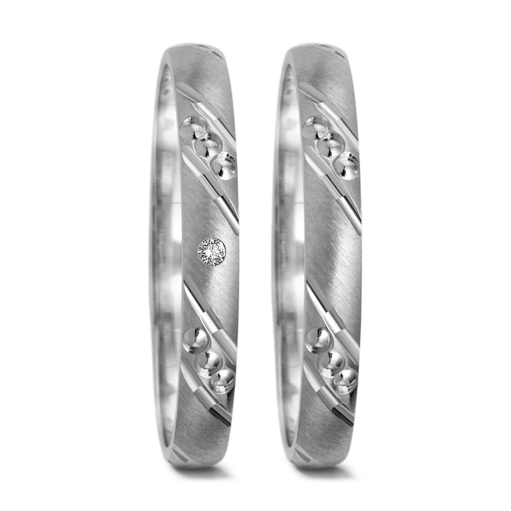 Anello del partner Oro bianco 750/18 carati Diamante 0.01 ct, tw-si - Image 2