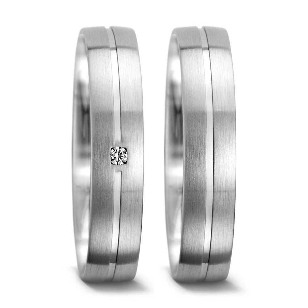 Anello del partner Oro bianco 750/18 carati Diamante 0.015 ct, w-si - Image 2