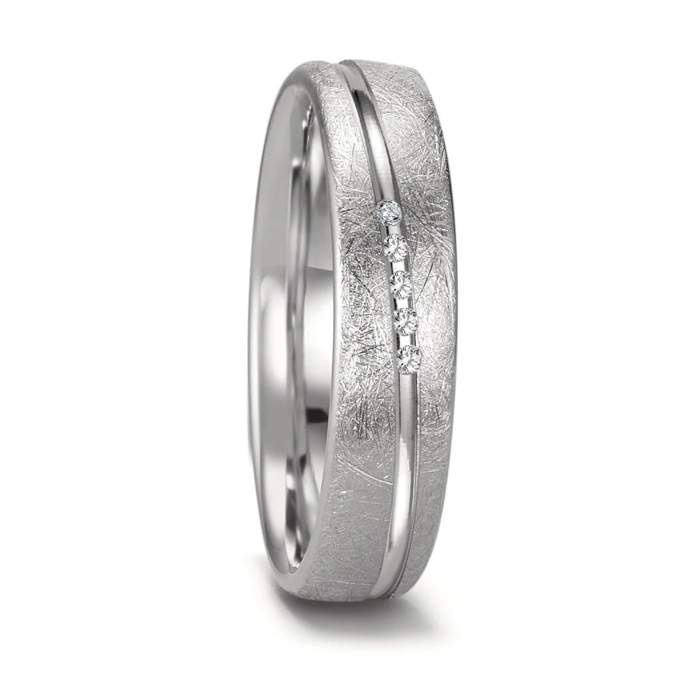 Anello del partner Oro bianco 750/18 carati Diamante 0.025 ct, 5 pietra, tw-si