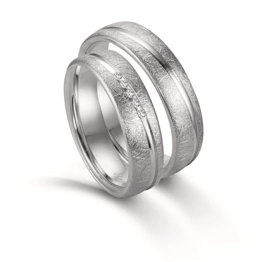Anello del partner Oro bianco 750/18 carati Diamante 0.025 ct, 5 pietra, tw-si - Image 3